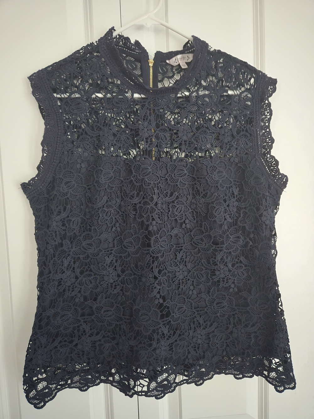 Nanette Lepore Navy Floral Lace Sleeveless Top